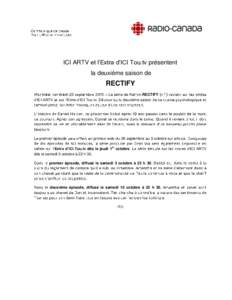 ICI ARTV et l’Extra d’ICI Tou.tv présentent la deuxième saison de RECTIFY d’ICI ARTV