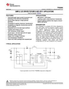 TPS92560 www.ti.com SNVS900A – DECEMBER 2012 – REVISED JANUARY[removed]SIMPLE LED DRIVER FOR MR16 AND AR111 APPLICATIONS