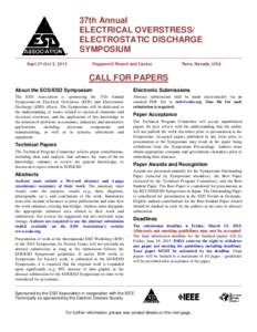 37th Annual ELECTRICAL OVERSTRESS/ ELECTROSTATIC DISCHARGE SYMPOSIUM Sept 27-Oct 2, 2015
