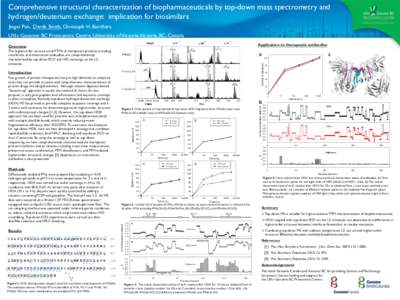 Comprehensive structural characterization of biopharmaceuticals by top-down mass spectrometry and hydrogen/deuterium exchange: implication for biosimilars Jingxi Pan, Derek Smith, Christoph H. Borchers UVic-Genome BC Pro