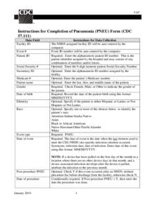 VAP  Instructions for Completion of Pneumonia (PNEU) Form (CDC[removed]Data Field Facility ID