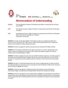 Memorandum of Understanding for Nishnawbe Aski Nation