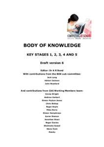 BODY OF KNOWLEDGE KEY STAGES 1, 2, 3, 4 AND 5 Draft version 6 Editor: Dr K R Bond With contributions from the BOK sub-committee: Jack Lang