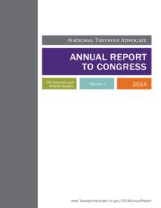 National Taxpayer Advocate  Annual Report to Congress TAS Research and Related Studies