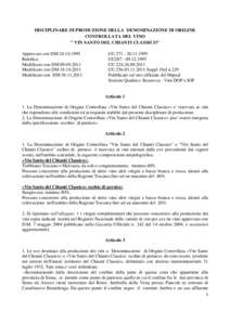DOC Vin Santo del Chianti Classico - Disciplinare consolidato