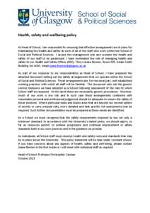 Draft Health and safety policy and local arrangements