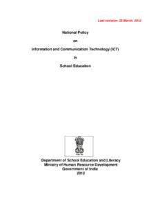 Last revision: 23 March, 2012  National Policy on Information and Communication Technology (ICT) In