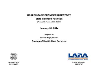 LARA-BHCS Provider Directory 2014