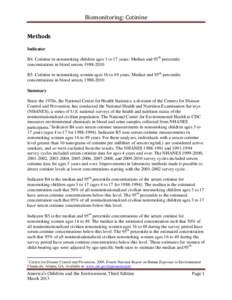 Methods  Biomonitoring: Cotinine Indicator B4. Cotinine in nonsmoking children ages 3 to 17 years: Median and 95th percentile