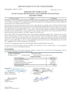 Board agenda item for March 12, 2014: Agreement with Arcadis U.S. for the Creation, Standardization and As-Built Base Drawing Project