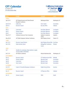 CFT Calendar As of April 8, 2015 CFT events shown in blue 2015