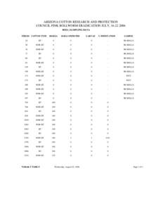 Pink Bollworm eradication boll sampling data July 16-22, 2006