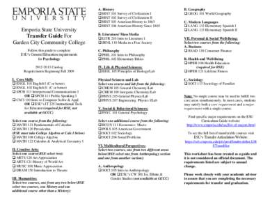 Emporia State University Transfer Guide For Garden City Community College Follow this guide to complete ESU’s General Education requirements for Psychology