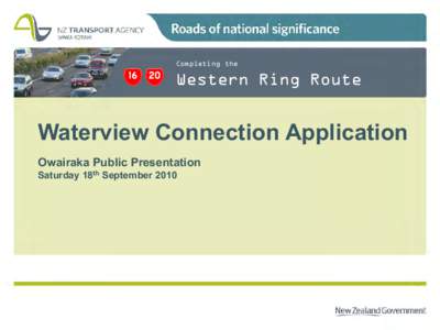 Waterview Connection application: Owairaka public presentation, 18 September 2010