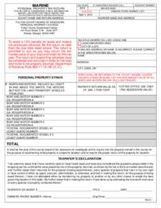 PRINT  MARINE PERSONAL PROPERTY TAX RETURN THIS RETURN IS CONSIDERED PUBLIC INFORMATION AND WILL BE OPEN FOR PUBLIC INSPECTION