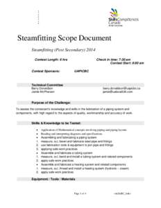.. .. .. ..  Steamfitting Scope Document