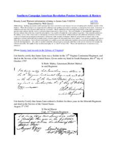 Southern Campaign American Revolution Pension Statements & Rosters Bounty Land Warrant information relating to James Linn VAS934 Transcribed by Will Graves vsl 1VA[removed]