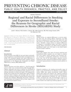 VOLUME 8: NO. 5, A107  SEPTEMBER 2011 ORIGINAL RESEARCH  Regional and Racial Differences in Smoking