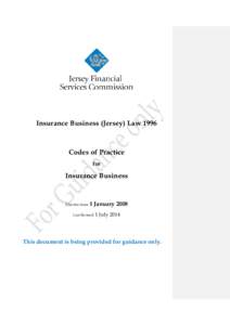 Insurance Business (Jersey) Law[removed]Codes of Practice for  Insurance Business