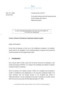 Réf.: ST[removed]Luxemburg, May 13th 2011 Circular letter To all credit institutions and the financial services