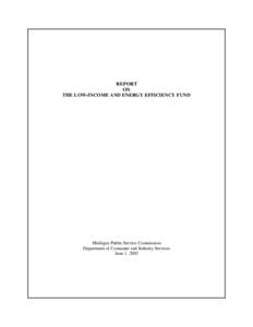 REPORT ON THE LOW-INCOME AND ENERGY EFFICIENCY FUND Michigan Public Service Commission Department of Consumer and Industry Services