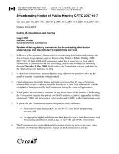 Broadcasting Notice of Public Hearing CRTC[removed]