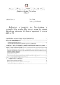 Ministero dell’Istruzione, dell’Università e della Ricerca Dipartimento per l’istruzione Ufficio IV CIRCOLARE N. 88