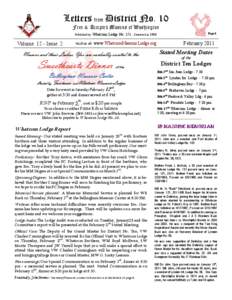 Letters from District No. 10 Free & Accepted Masons of Washington Published by: Whatcom Volume 12 - Issue 2