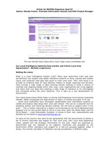 Article for BURISA Magazine, Sept 07 Author: Wendy Pontin, Principal Information Analyst and NDO Project Manager The new Norfolk Data Observatory Home Page (www.norfolkdata.net) Can Local Intelligence Systems help monito