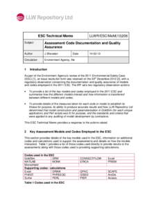 LLWR/ESC/MeMESC Technical Memo Subject  Assessment Code Documentation and Quality