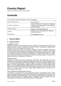 Country Report (Based on the PCGIAP-Cadastral Template[removed]Cambodia Country/state for which the indications are valid: