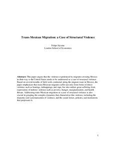 Trans-Mexican Migration: a Case of Structural Violence
