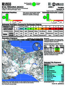 Green Alert Earthquake Shaking M 5.6, VERACRUZ, MEXICO