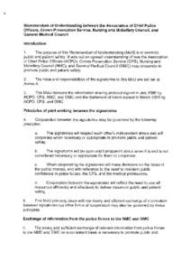 Memorandum of understanding between NMC, GMC, CPS and ACPO