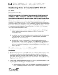 Broadcasting Notice of Consultation CRTC[removed]