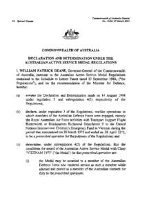 16 Special G m e m  Commonwealth of Austmlia Gazerte No.. SlO2. 27 March[removed]COMMONWEALTH OF AUSTRALIA