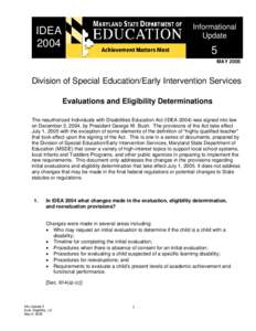 Informational Update IDEA 2004