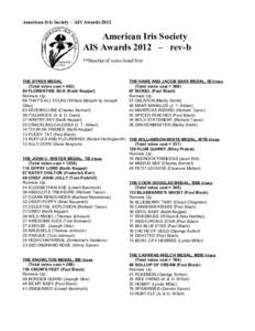 American Iris Society – AIS AwardsAmerican Iris Society AIS Awards 2012 – rev-b **Number of votes listed first