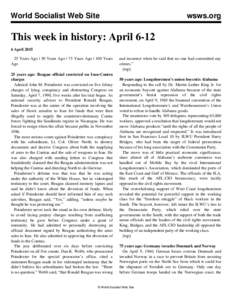 World Socialist Web Site  wsws.org This week in history: April[removed]April 2015