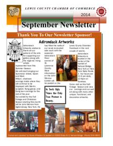 LEWIS COUNTY CHAMBER OF COMMERCE[removed]September Newsletter Thank You To Our Newsletter Sponsor!