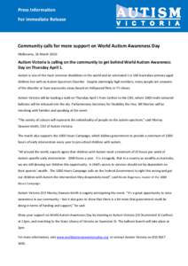 Microsoft Word - Media Release - World Autism Awareness Day[removed]