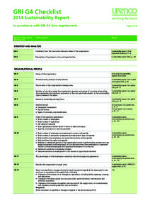 GRI G4 ChecklistSustainability Report In accordance with GRI G4 Core requirements  General Standard