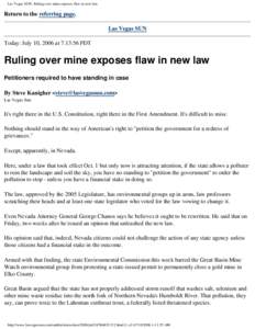 Las Vegas SUN: Ruling over mine exposes flaw in new law