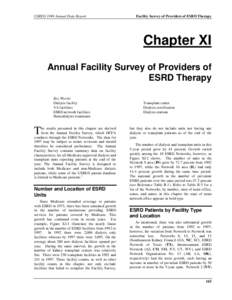 USRDS 1999 Annual Data Report  Facility Survey of Providers of ESRD Therapy Chapter XI Annual Facility Survey of Providers of