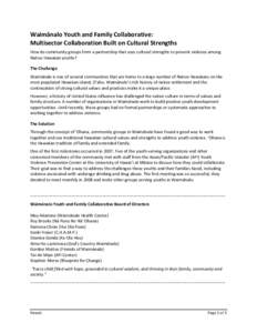 Waimanalo Youth and Family Collaborative: Multisector Collaboration Built on Cultural Strengths