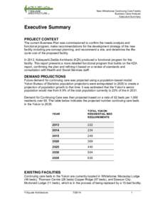 New Whitehorse Continuing Care Facility  Business Case Analysis Executive Summary