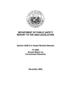 A REPORT TO THE LEGISLATURE OF THE STATE OF HAWAII