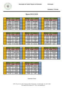 Associação de Futebol Popular de Guimarães  Informação Calendario 1ª Divisão