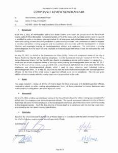 PALM BEACH COUNTY COMMISSION ON ETHICS  COMPLIANCE REVIEW MEMORANDUM To:  Alan Johnson, Executive Director