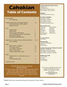 Cahokian  Cahokia Mounds Museum Society Table of Contents From the Editor